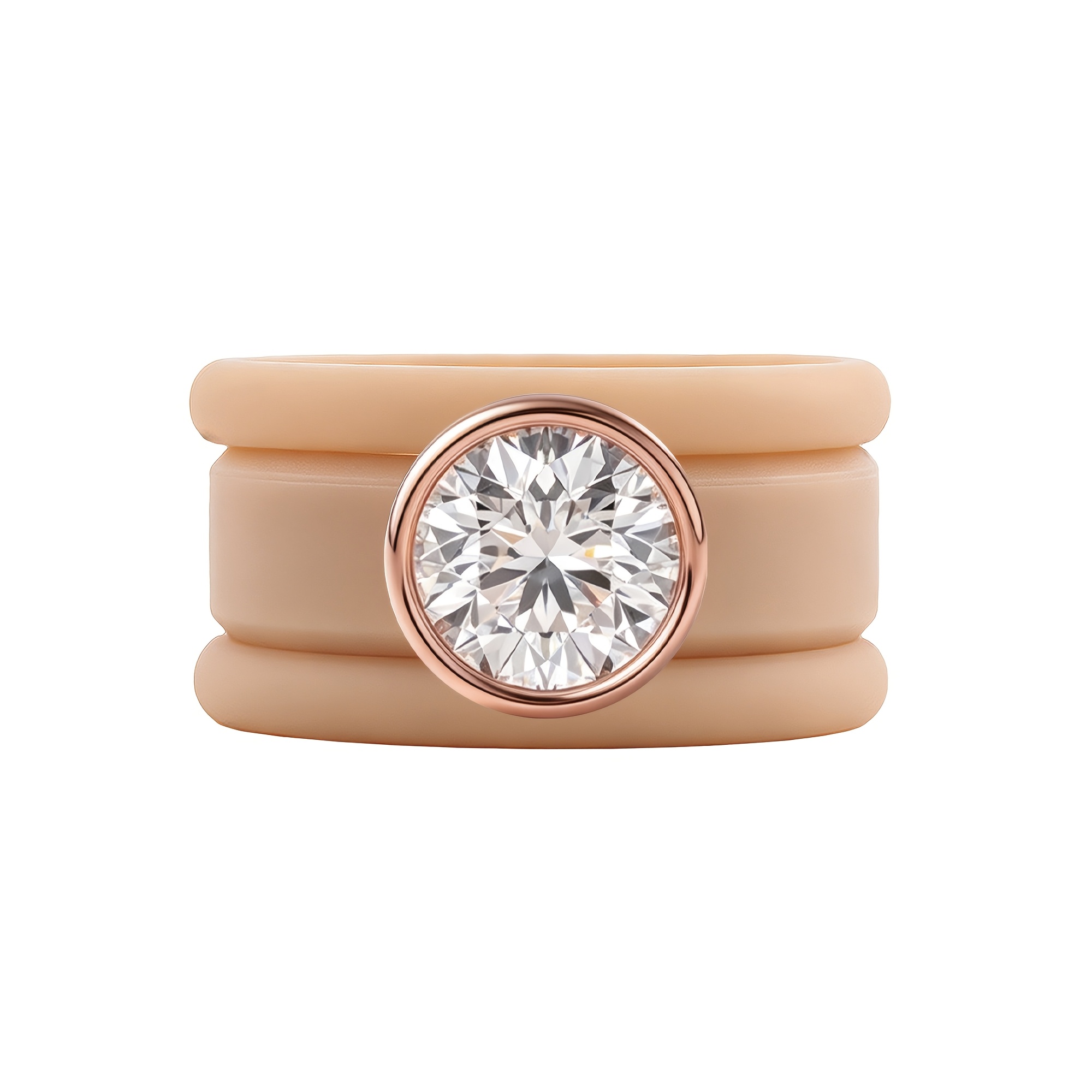 3pc 14K Golden Plated Khaki Silicone Stackable Engagement Ring Set